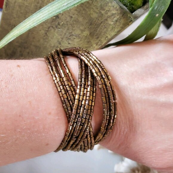 Shooting Stars Copper Seed Bead Cuff Bracelet 💥3 for $24💥 - Picture 1 of 16